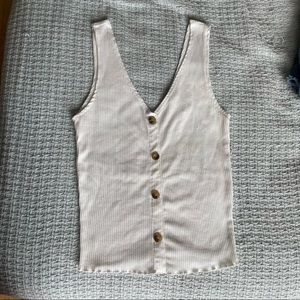 Caution to the Wind Tank Top Button V neck